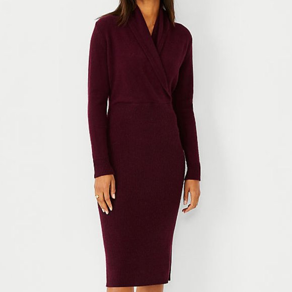 NWT-M - Ann Taylor Cashmere Wrap Sweater Dress - Intense Burgundy - www.jerzyczajkowski.pl NWT-M - Ann Taylor Cashmere Wrap Sweater Dress - Intense Burgundy - www.jerzyczajkowski.pl